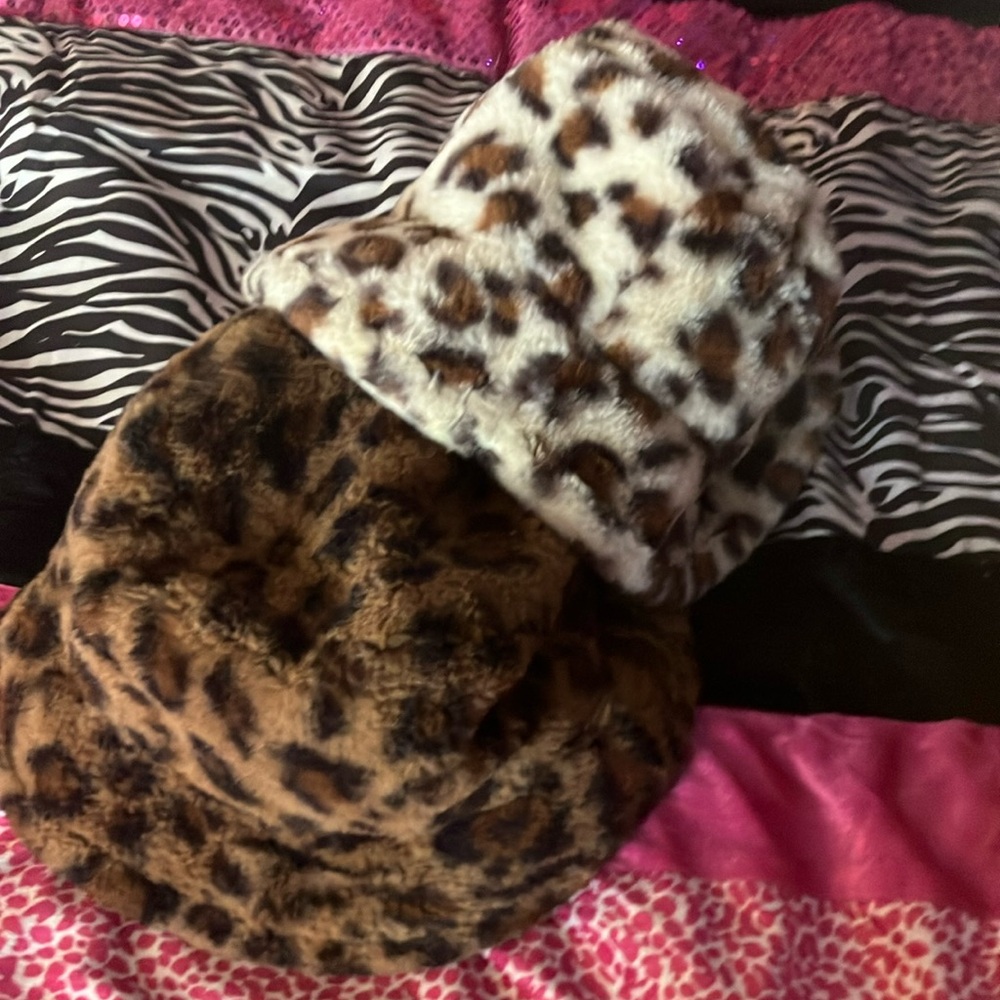 2 Cheetah print bucket hats